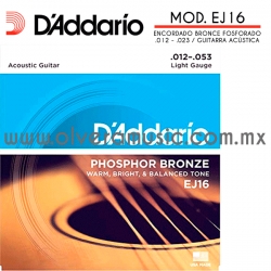 D´Addario Mod.EJ16 encordado de bronce fosforado para guitarra acústica (.012-.053)