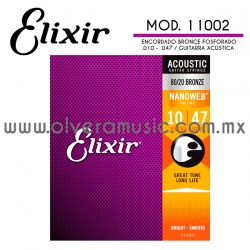 Elixir Mod.11002 encordado de bronce fosforado para guitarra acústica (.010-.047)